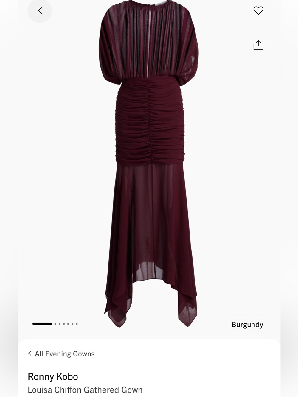 Ronny Kobo Louisa Burgundy Chiffon Gathered Maxi Dress